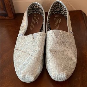 Toms silver glitter flats size 9.5W